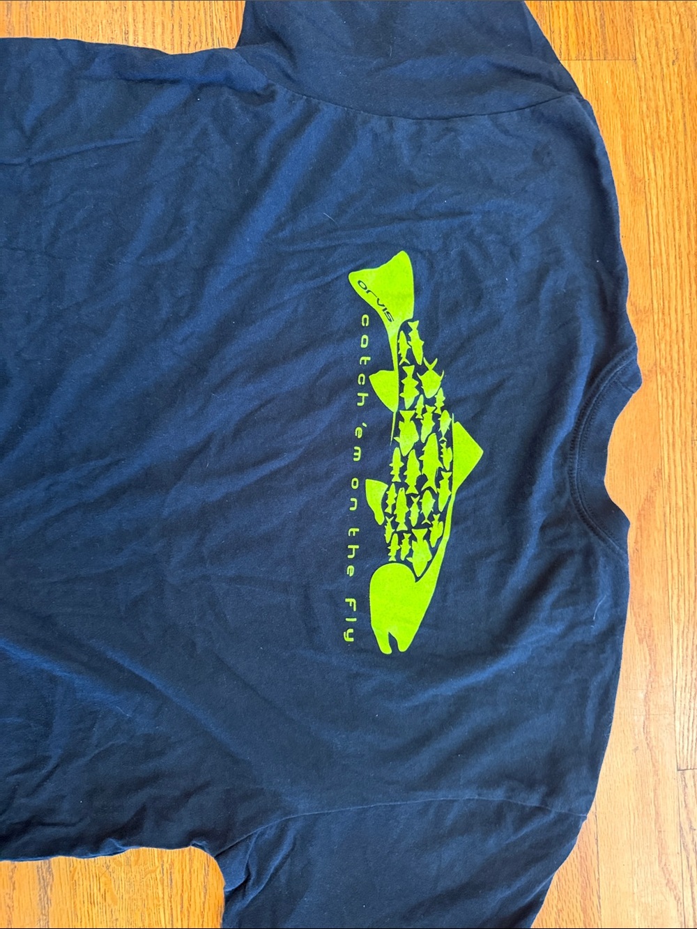 Orvis Navy Short-Sleeve Tee with Lime Logo - Picture 3 of 3